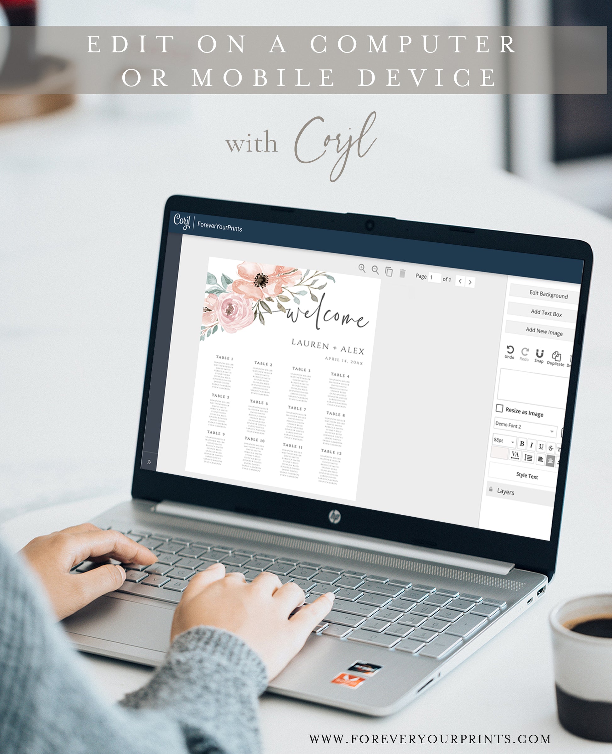 Floral Seating Chart Template | www.foreveryourprints.com