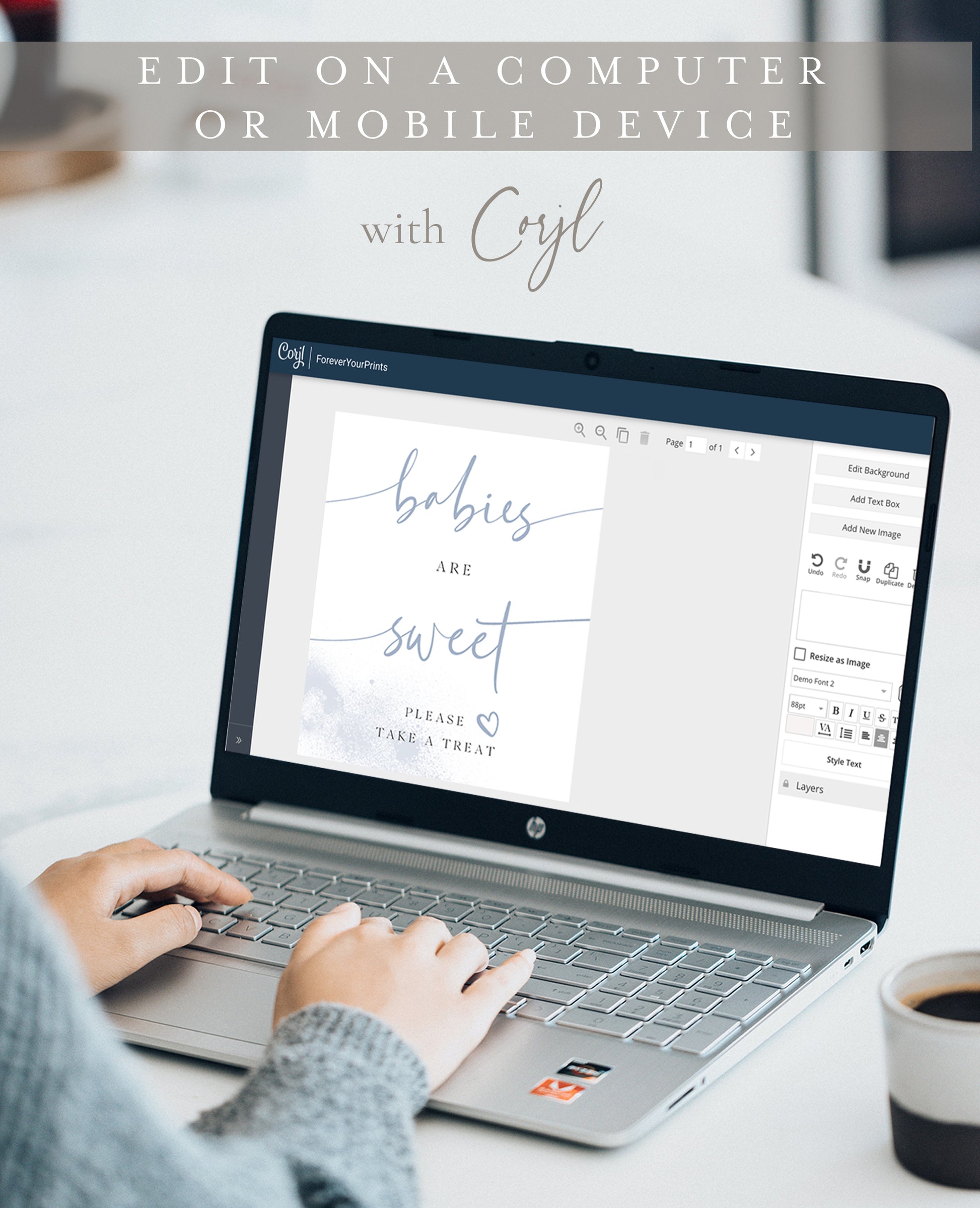 Editable “Babies Are Sweet” printable in soft blue | www.foreveryourprints.com