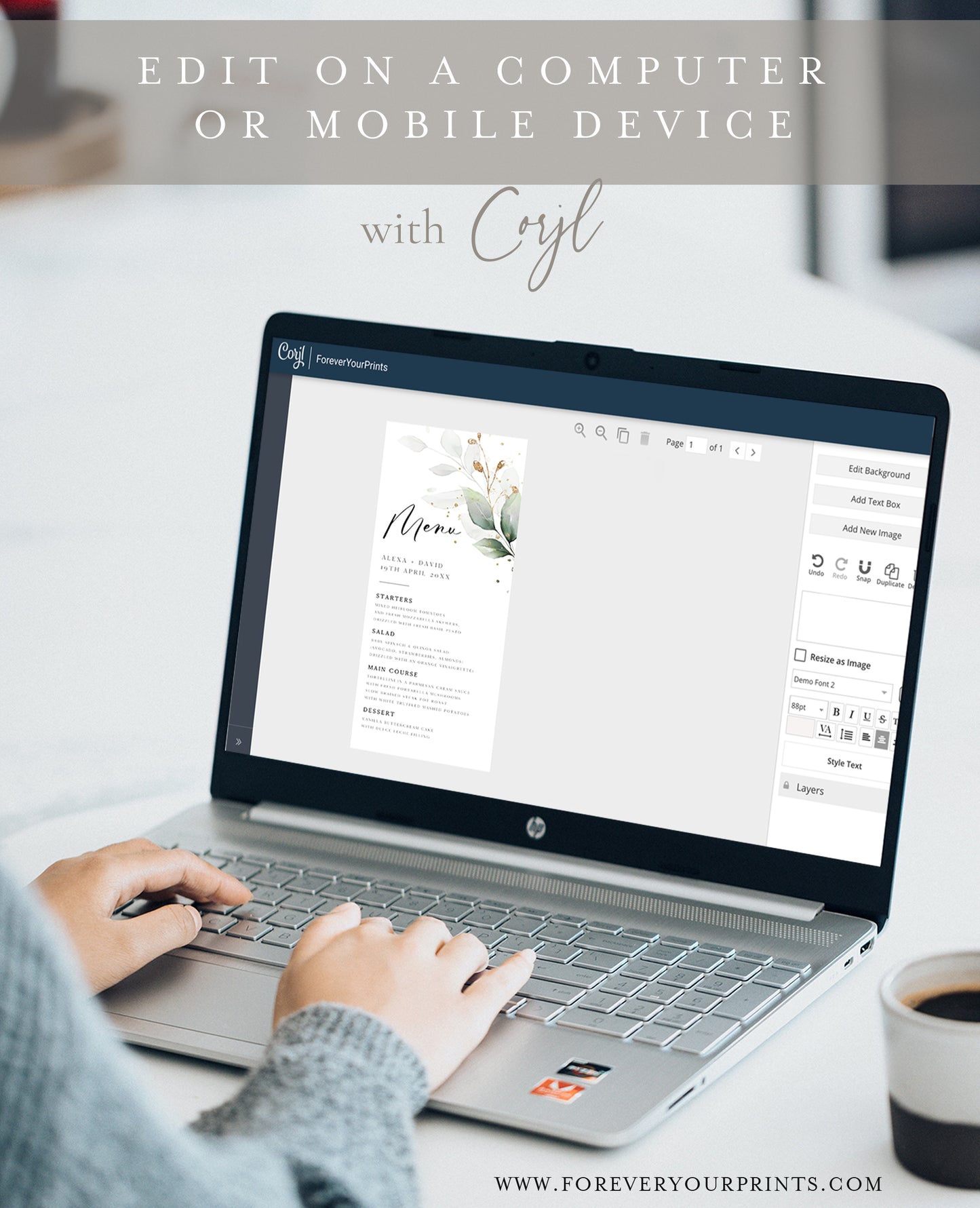 Eucalyptus Menu Card | www.foreveryourprints.com