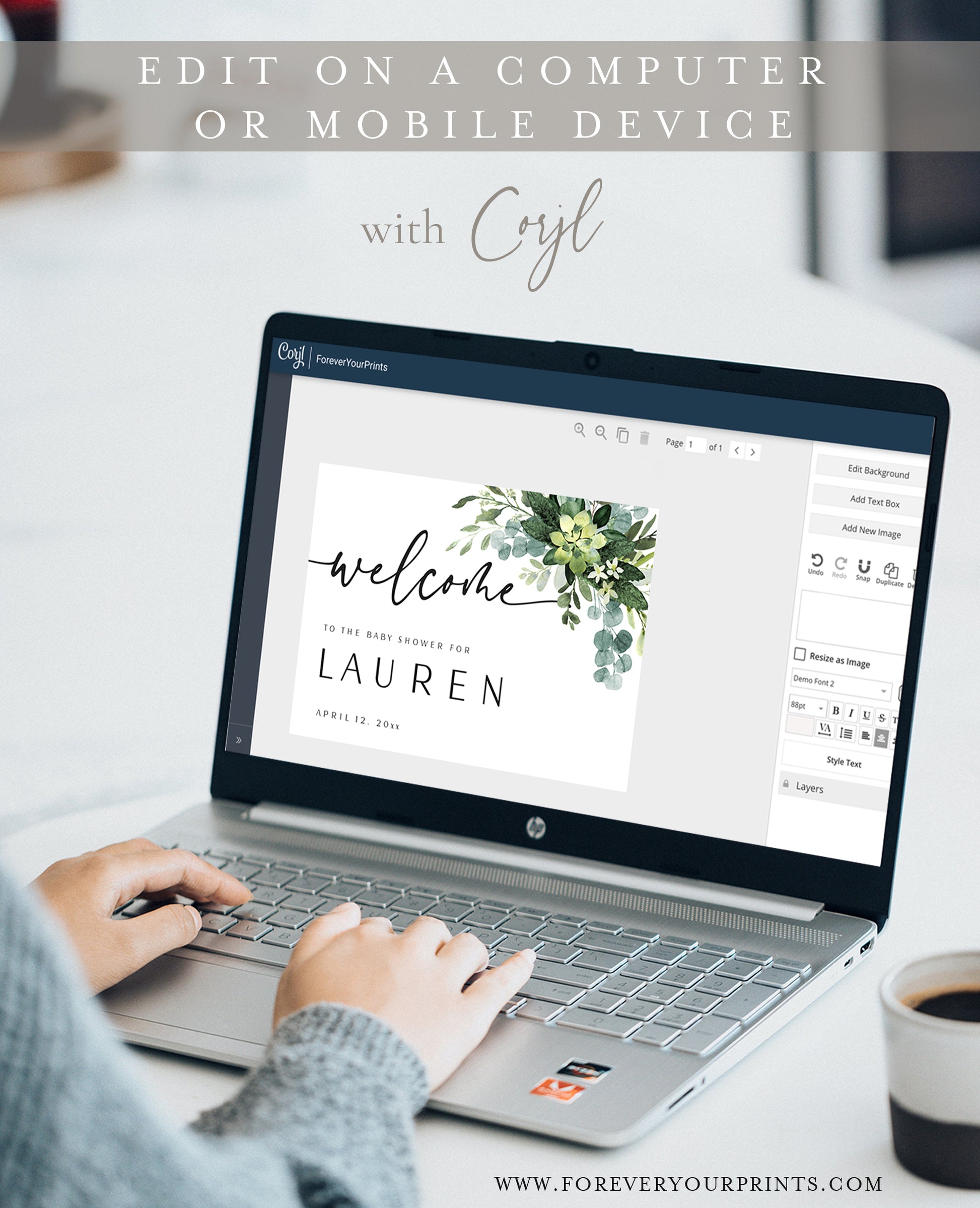 Eucalyptus Baby Shower Welcome Sign | www.foreveryourprints.com