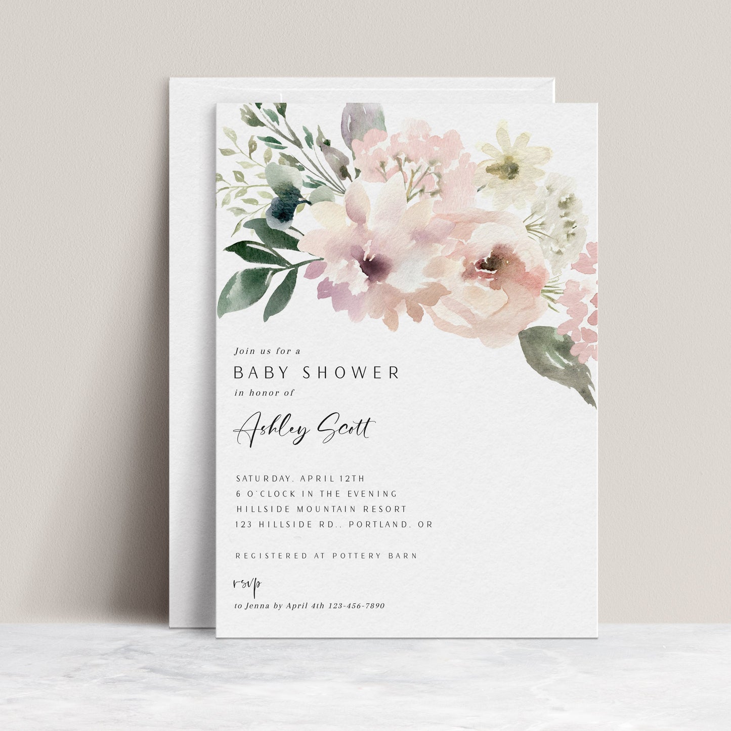 Blush Baby Shower Invitation | www.foreveryourprints.com