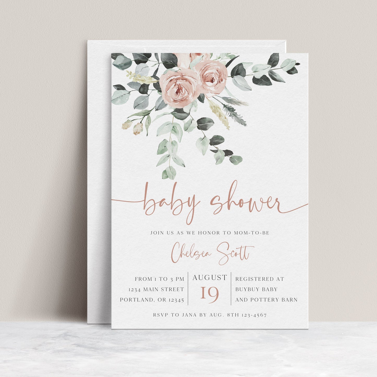 Blush Baby Shower Invitation | www.foreveryourprints.com