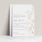 Elegant gold leaf bridal shower invitation template with hand-painted gold botanical branch on white background, editable in Canva