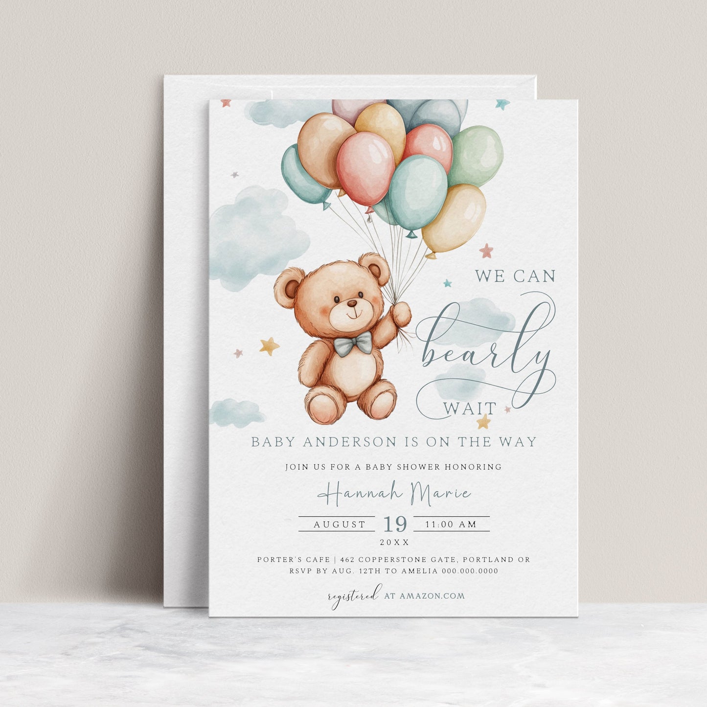 Bear Baby Shower Invitation | www.foreveryourprints.com