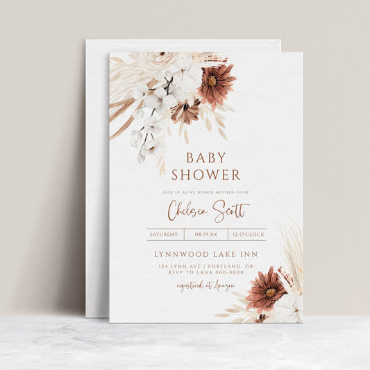 Boho Floral Baby Shower Invite | www.foreveryourprints.com