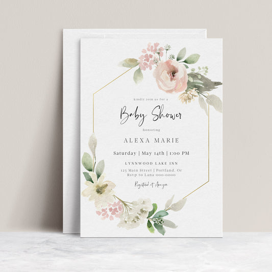 Baby Girl Shower Invitation | www.foreveryourprints.com