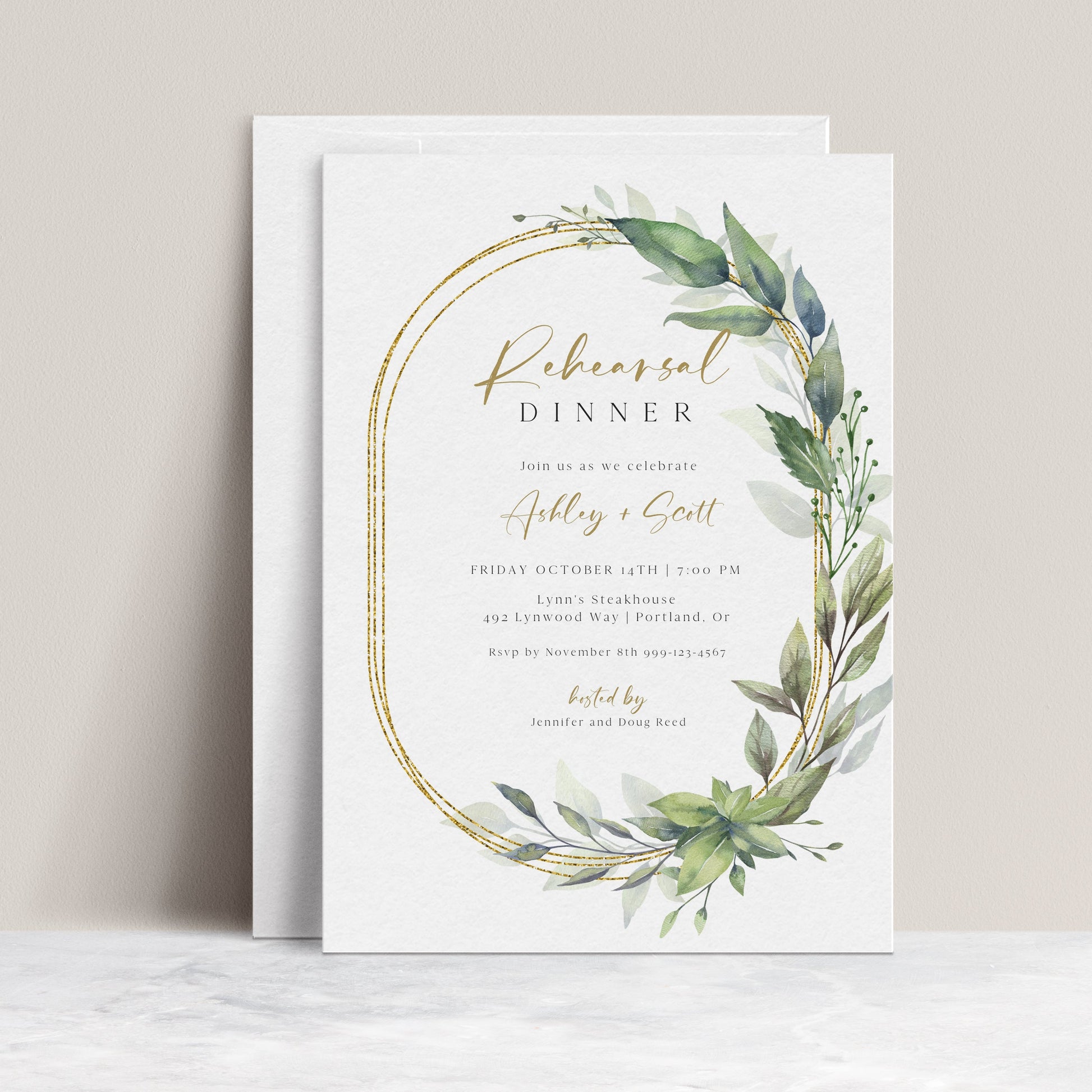Greenery Rehearsal Dinner Invitation | www.foreveryourprints.com