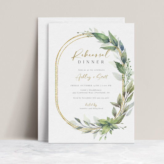 Greenery Rehearsal Dinner Invitation | www.foreveryourprints.com