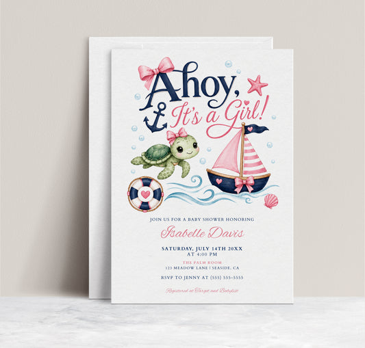Ahoy It's a Girl Baby Shower Invitation