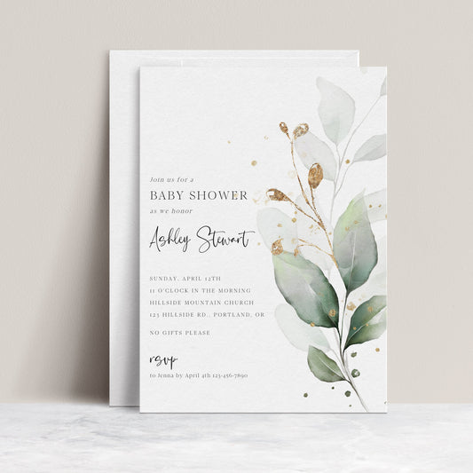Eucalyptus Baby Shower Invitation | www.foreveryourprints.com