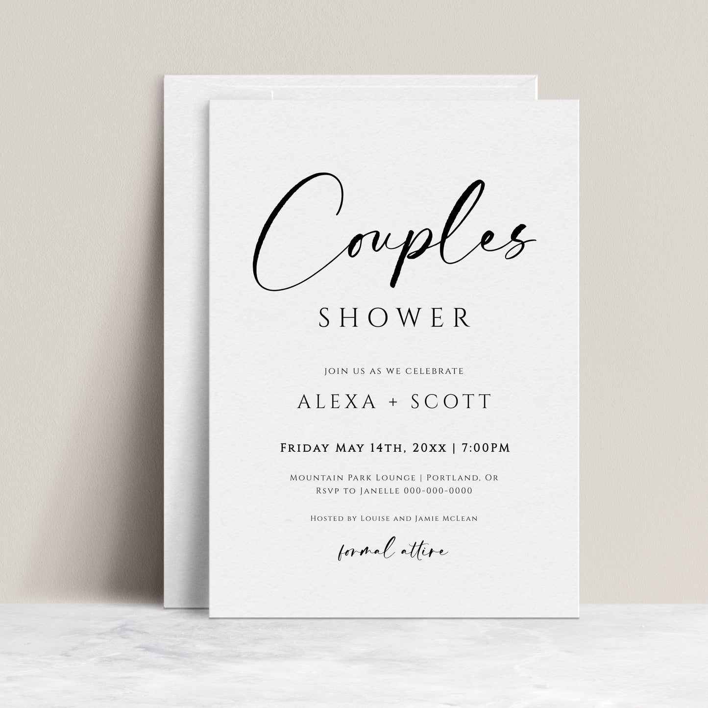Minimalist Couples Shower Invitation | www.foreveryourprints.com