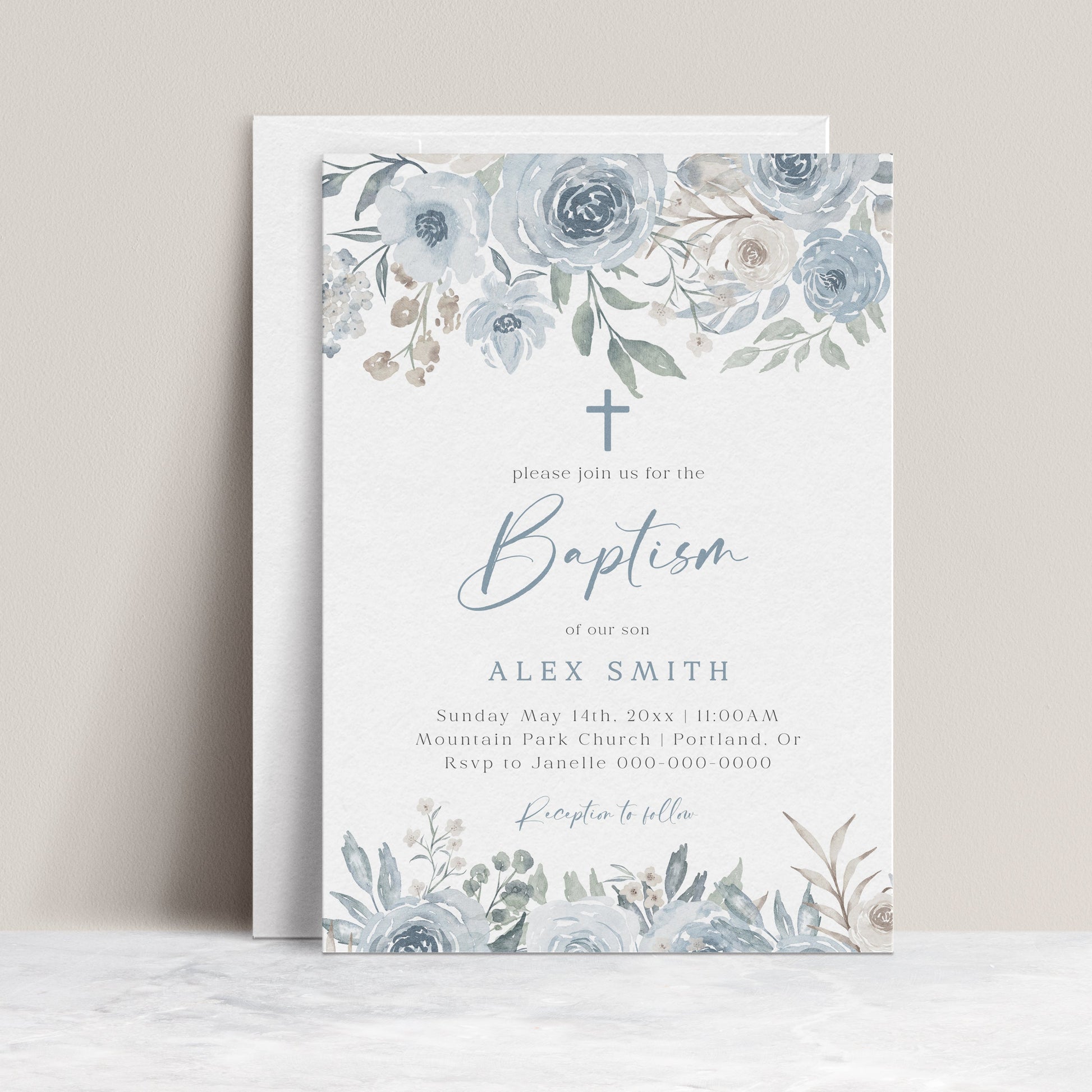 Floral Baptism Invitation | www.foreveryourprints.com