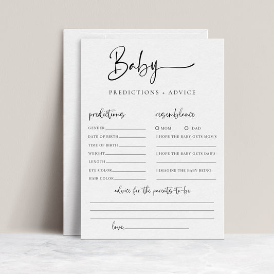 Baby Predictions and Advice Card Printable — Editable Baby Shower Game | foreveryourprints.com