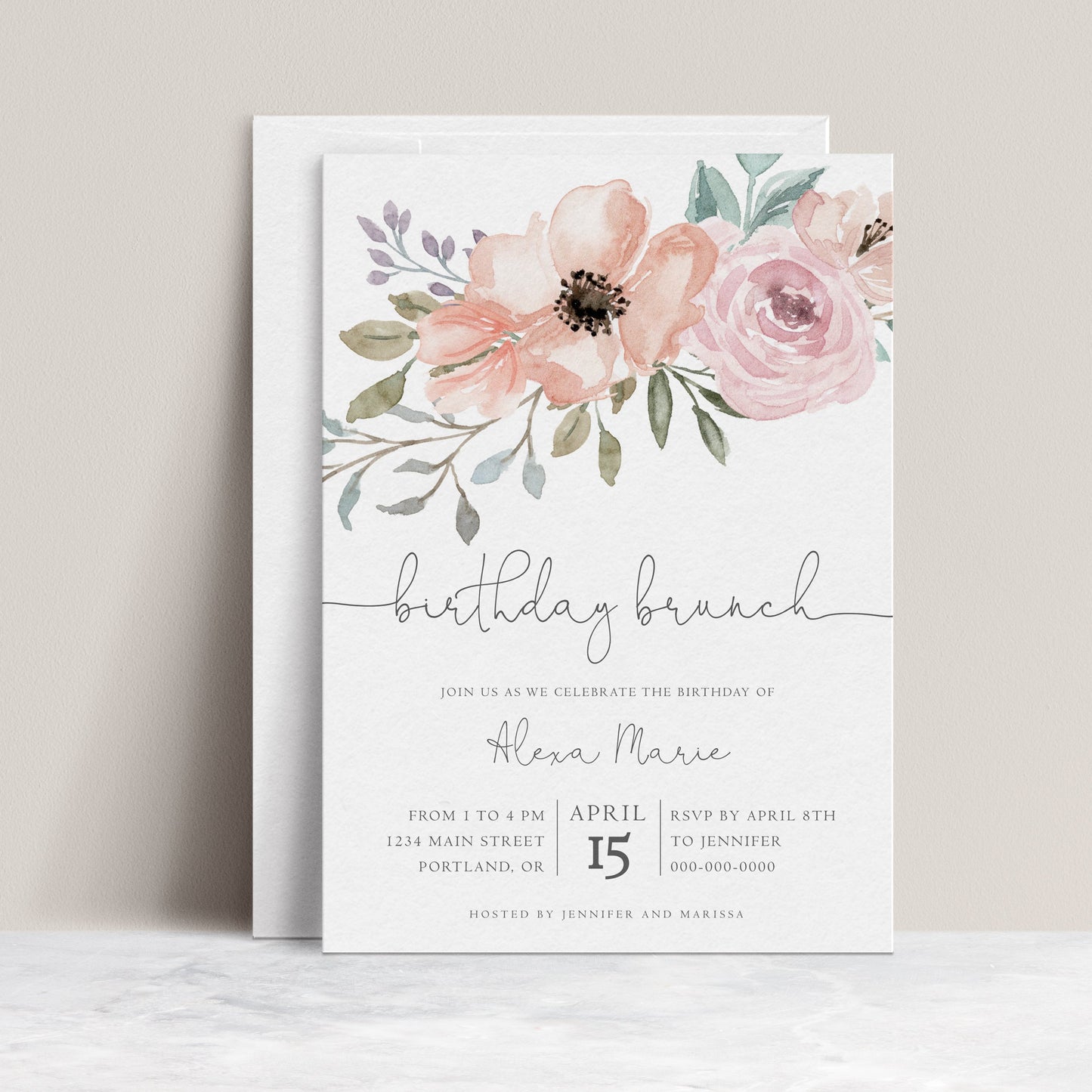 Floral Birthday Brunch Invitation | www.foreveryourprints.com