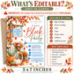 Fall block party invitation with orange autumn leaves, pumpkins, a green bicycle with a flower basket, white picket fence, and rustic Good Neighbors Great Times sign