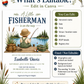 Gone fishing baby shower invitation with a little boy fishing on a dock by a lake in navy and green