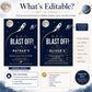 Rocket ship birthday party invitation with a rocket, moon, and planet on a navy and gold space background