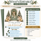 Winter bridal shower invitation featuring a sage green door, Christmas wreath, ivory bows, and Tis the Season to Be Married text