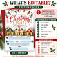 Christmas light competition invitation with three snow-covered homes decorated with glowing lights, wreaths, and garlands beneath red, green, and gold string lights
