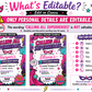 Girls superhero birthday invitation featuring a pink comic book design with cape, mask, city skyline, stars, lightning bolts and bold action graphics.
