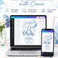 The summer I turned 13 birthday invitation with blue watercolor waves, seashells, starfish, sand dollar, coral, bubbles, and elegant beach details