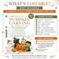 Pumpkin carving party invitation with ghost, black cat, owl, Frankenstein, carved pumpkin, and cute Halloween party details