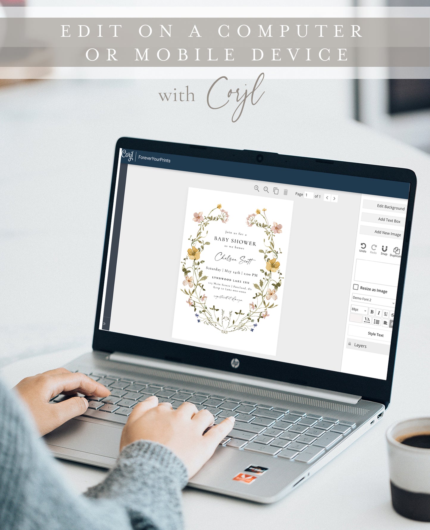 Boho wildflower baby shower invitation with neutral floral design | www.foreveryourprints.com