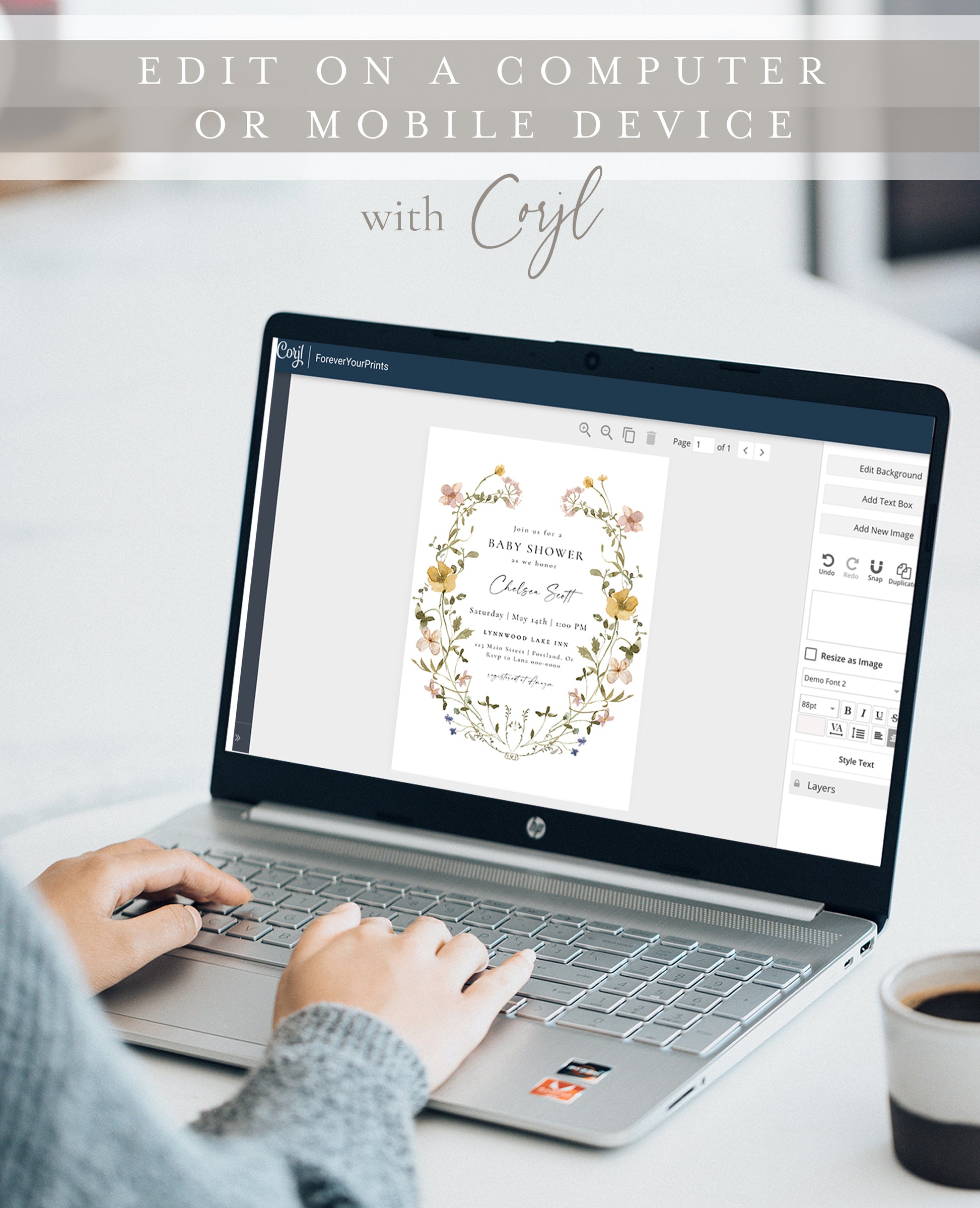 Boho wildflower baby shower invitation with neutral floral design | www.foreveryourprints.com