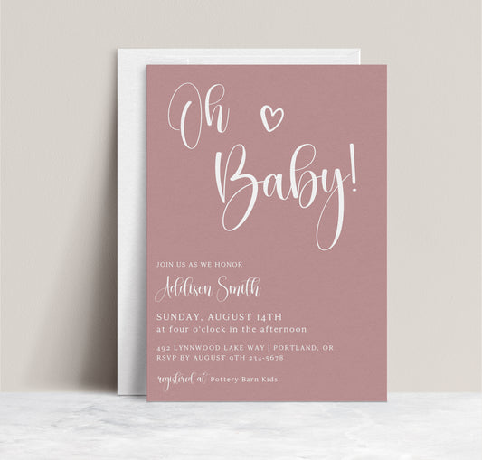 Oh Baby Shower Invitation Girl