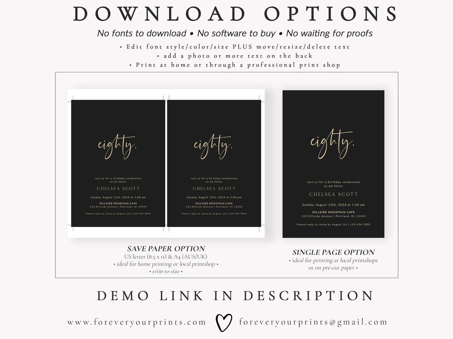 80th Birthday Party Invitation | www.foreveryourprints.com