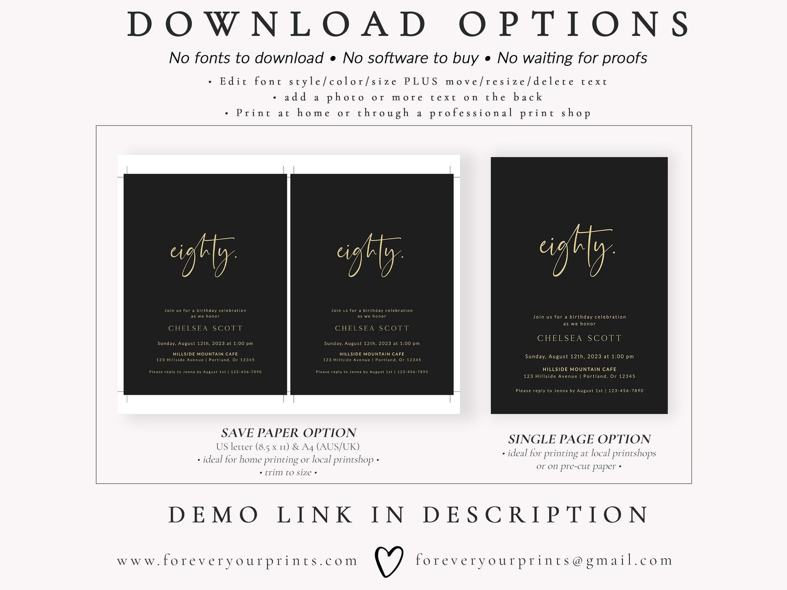 80th Birthday Party Invitation | www.foreveryourprints.com