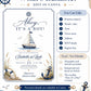 Nautical boy baby shower invitation with a sailboat, anchor, and life ring in navy and cream