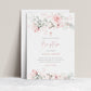 Editable baptism invitation with soft pink watercolor florals and delicate greenery, customized with Corjl | www.foreveryourprints.com