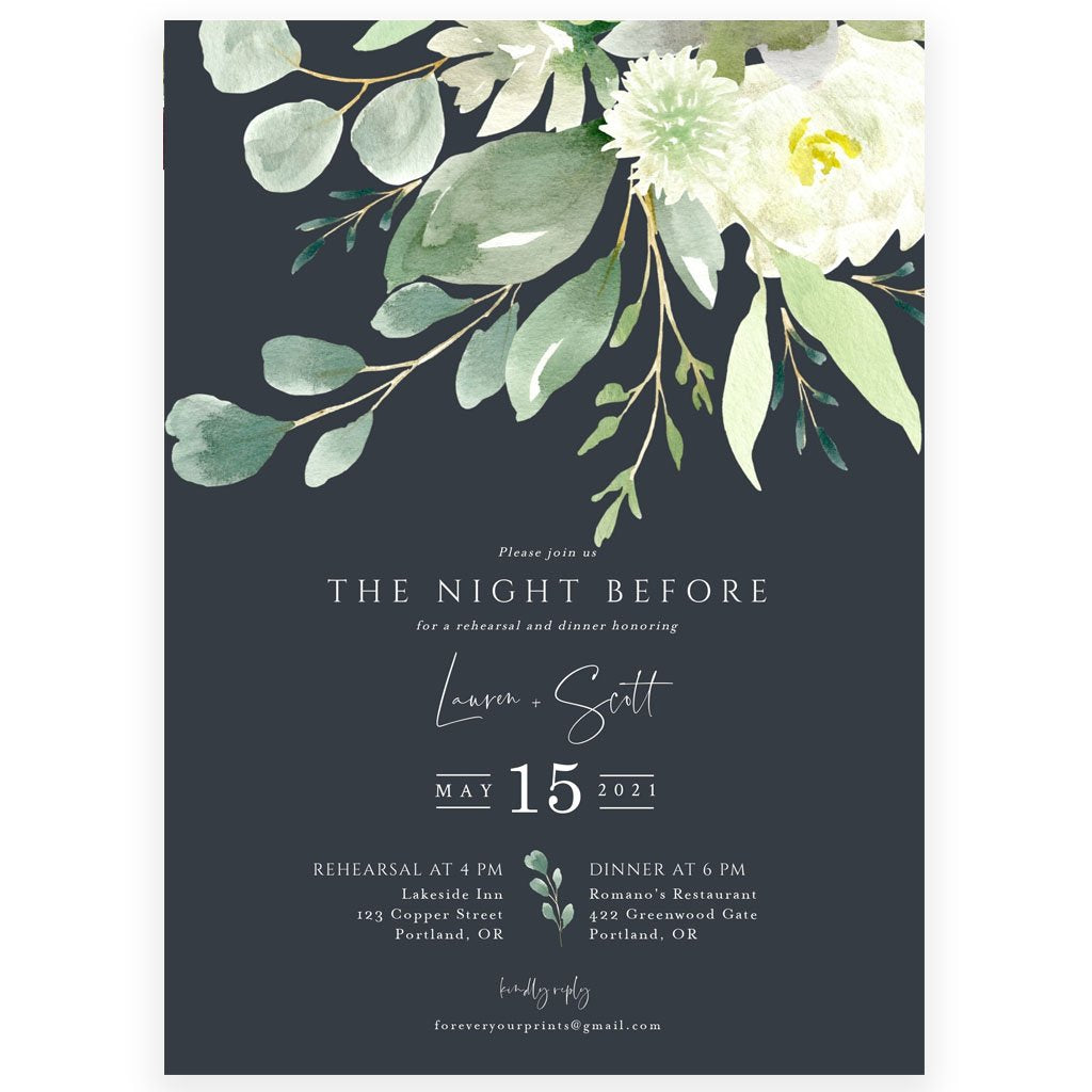 Greenery Rehearsal Dinner Invitation | www.foreveryourprints.com