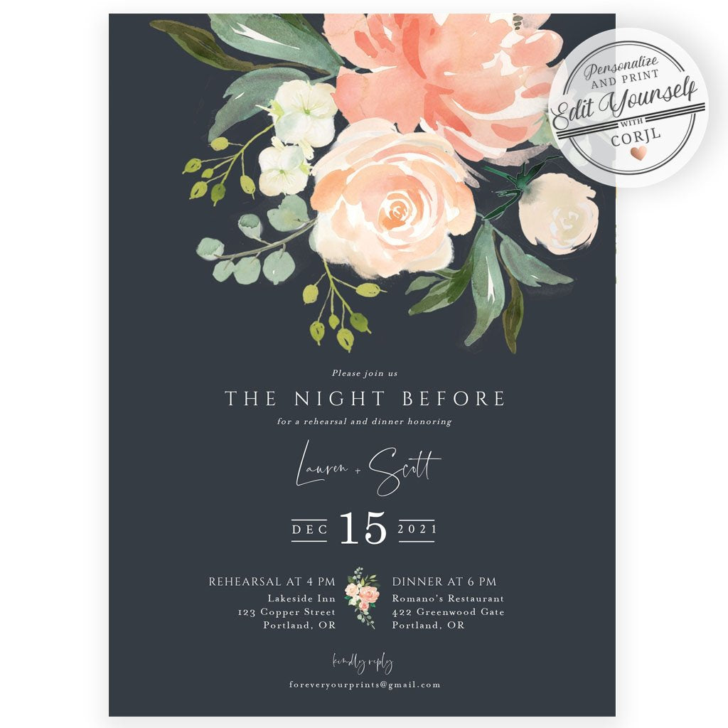 Navy Rehearsal Dinner Invitation | www.foreveryourprints.com