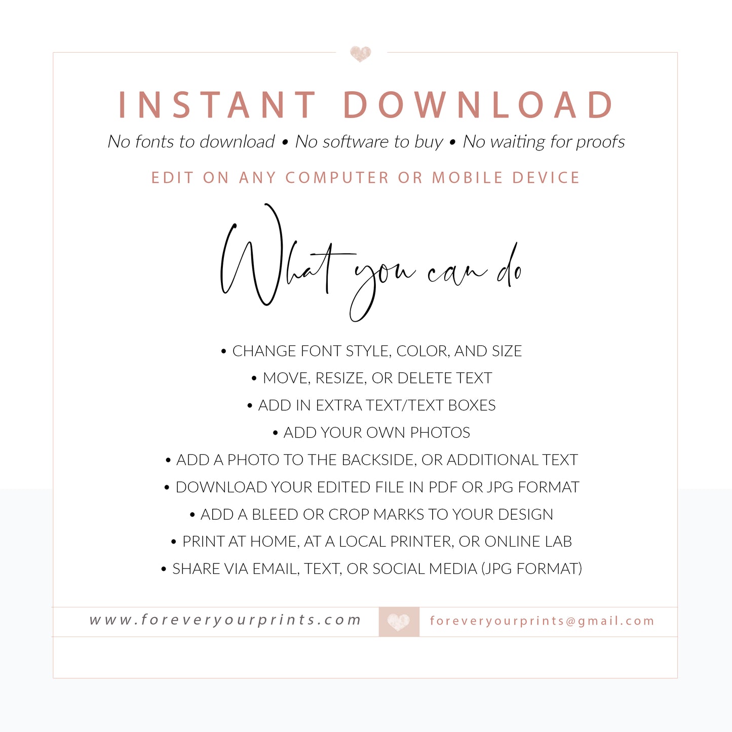 Edit Yourself Bridal Shower Invitation | www.foreveryourprints.com