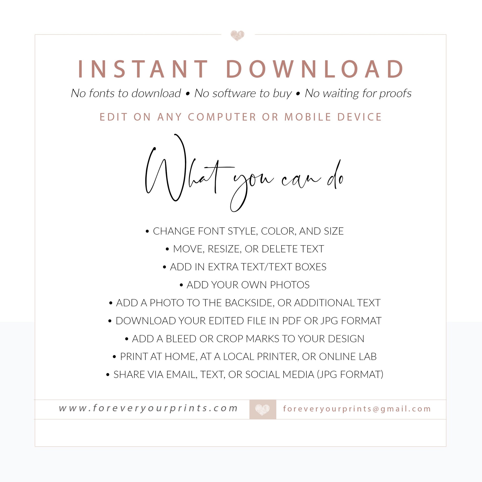 Editable Baptism Invitations with Corjl | www.foreveryourprints.com