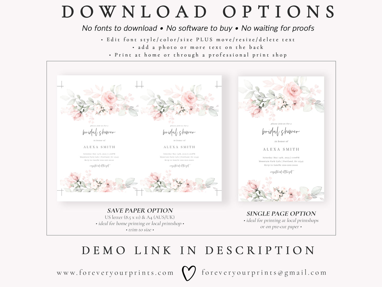 Pastel Florals Bridal Shower Invitation | www.foreveryourprints.com