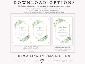 Greenery Bridal Shower Invitation | www.foreveryourprints.com