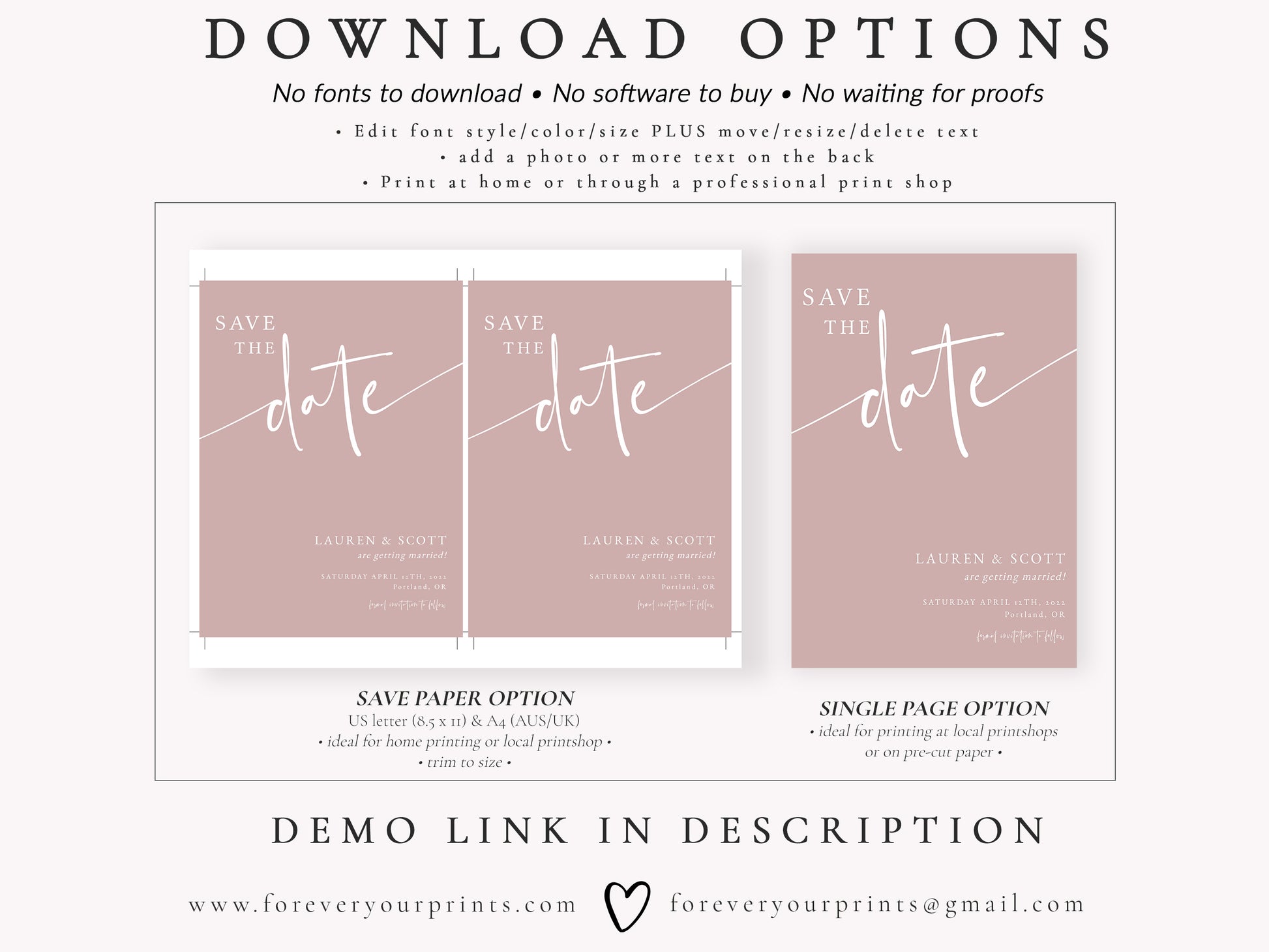 Minimalist Save The Date Invitation | www.foreveryourprints.com