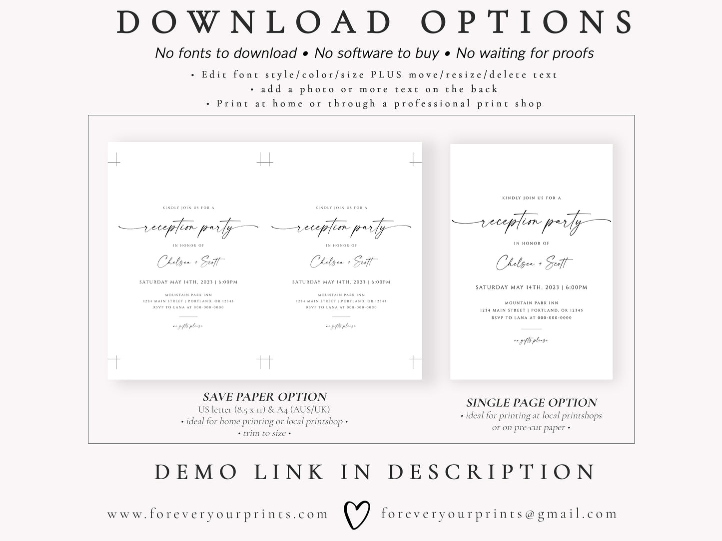 Classic Elopement Party Invitation | www.foreveryourprints.com