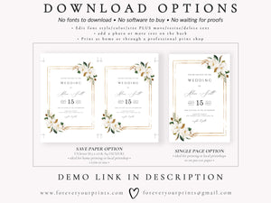 White Magnolias Wedding Invitation | www.foreveryourprints.com