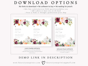 Fall Florals Baptism Invitation | www.foreveryourprints.com