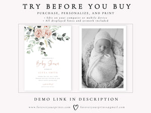 Floral Baby Shower Invitation | www.foreveryourprints.com