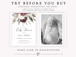 Floral Baby Shower Invitation | www.foreveryourprints.com