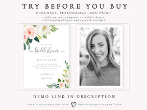 Floral Bridal Shower Invitation | www.foreveryourprints.com