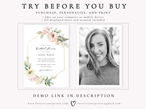 Floral Bridal Shower Invitation | www.foreveryourprints.com