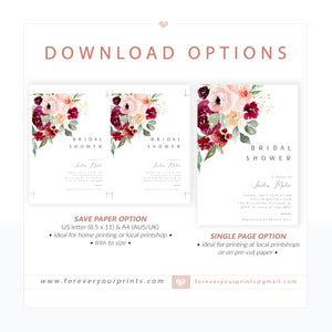 Floral Bridal Shower Invitation | www.foreveryourprints.com