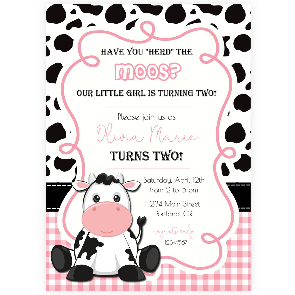 Cow Birthday Party Invitation | www.foreveryourprints.com
