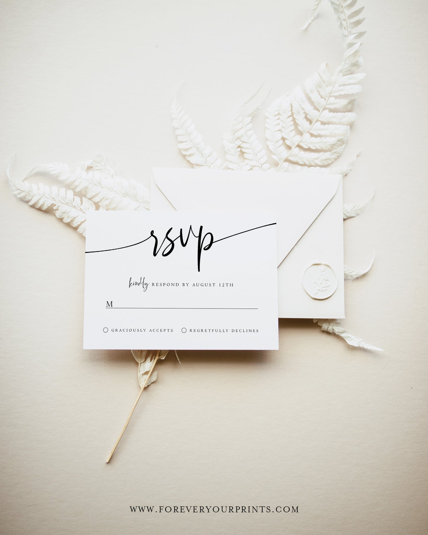 Minimalist Wedding RSVP Reply Card | www.foreveryourprints.com